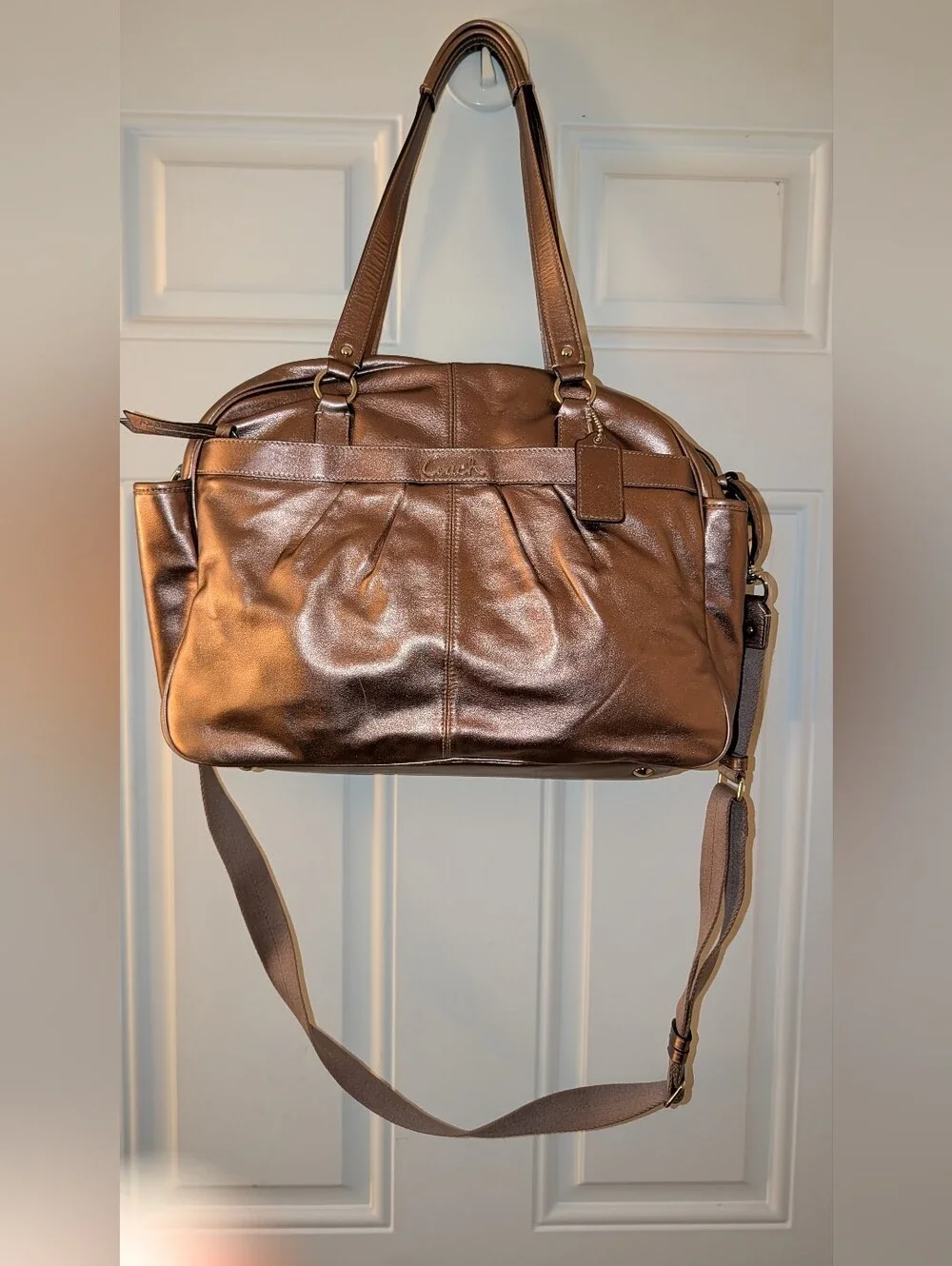 Coach Addison Leather Multifunctional Or Baby Diaper Bag F18374 Bronze VGC